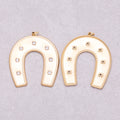 Gold PVD Stainless Steel Clear CZ Dotted Horseshoe Animal Charm