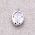 16K Gold Plated Oval CZ Bezel Solitaire Pendant - Sold Each