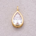 16K Gold Plated Teardrop CZ Bezel Solitaire Pendant - Sold Each