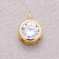 16K Gold Plated Round CZ Bezel Solitaire Pendant - Sold Each