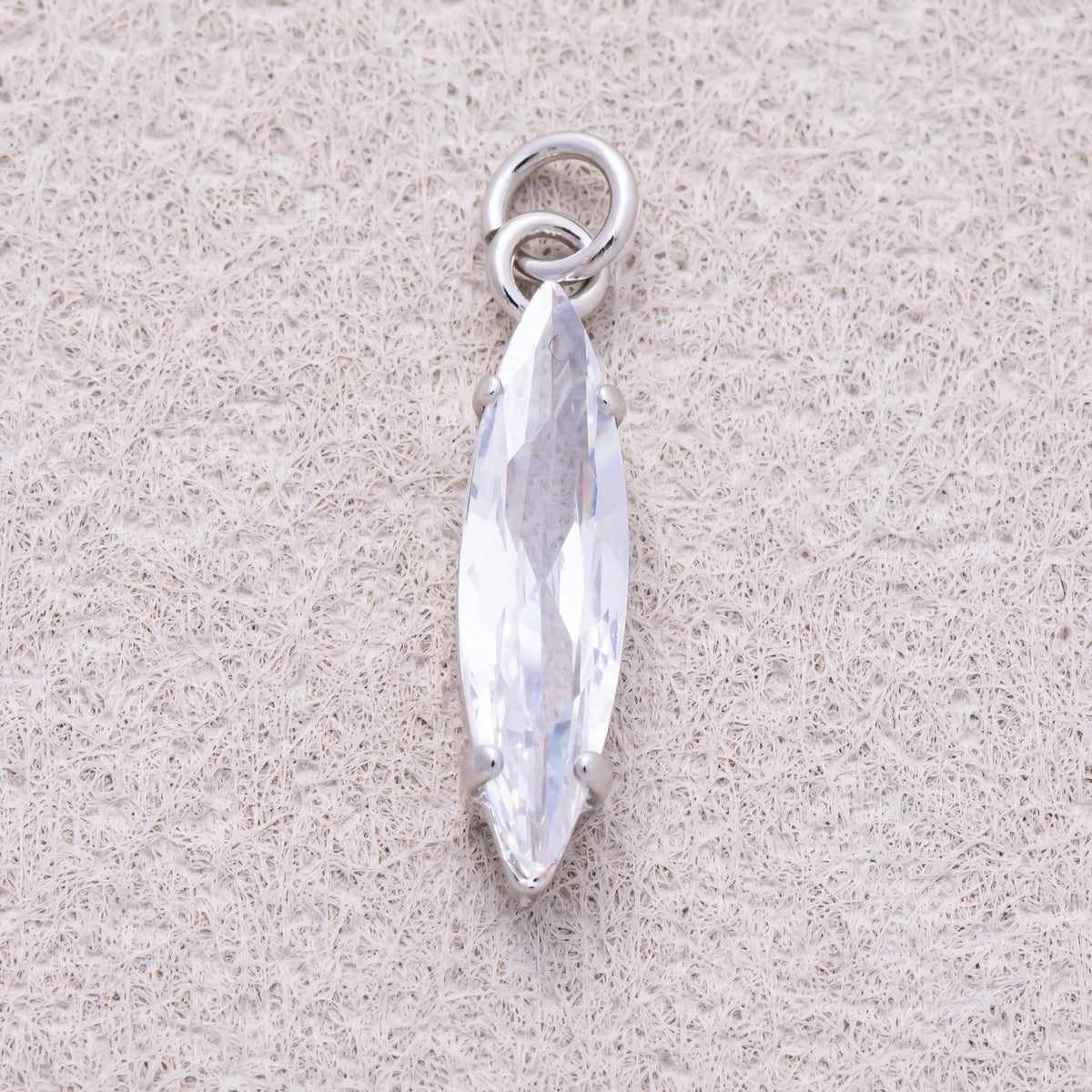 16K Gold Plated Clear CZ Marquise Birthstone Charm - Sold Each