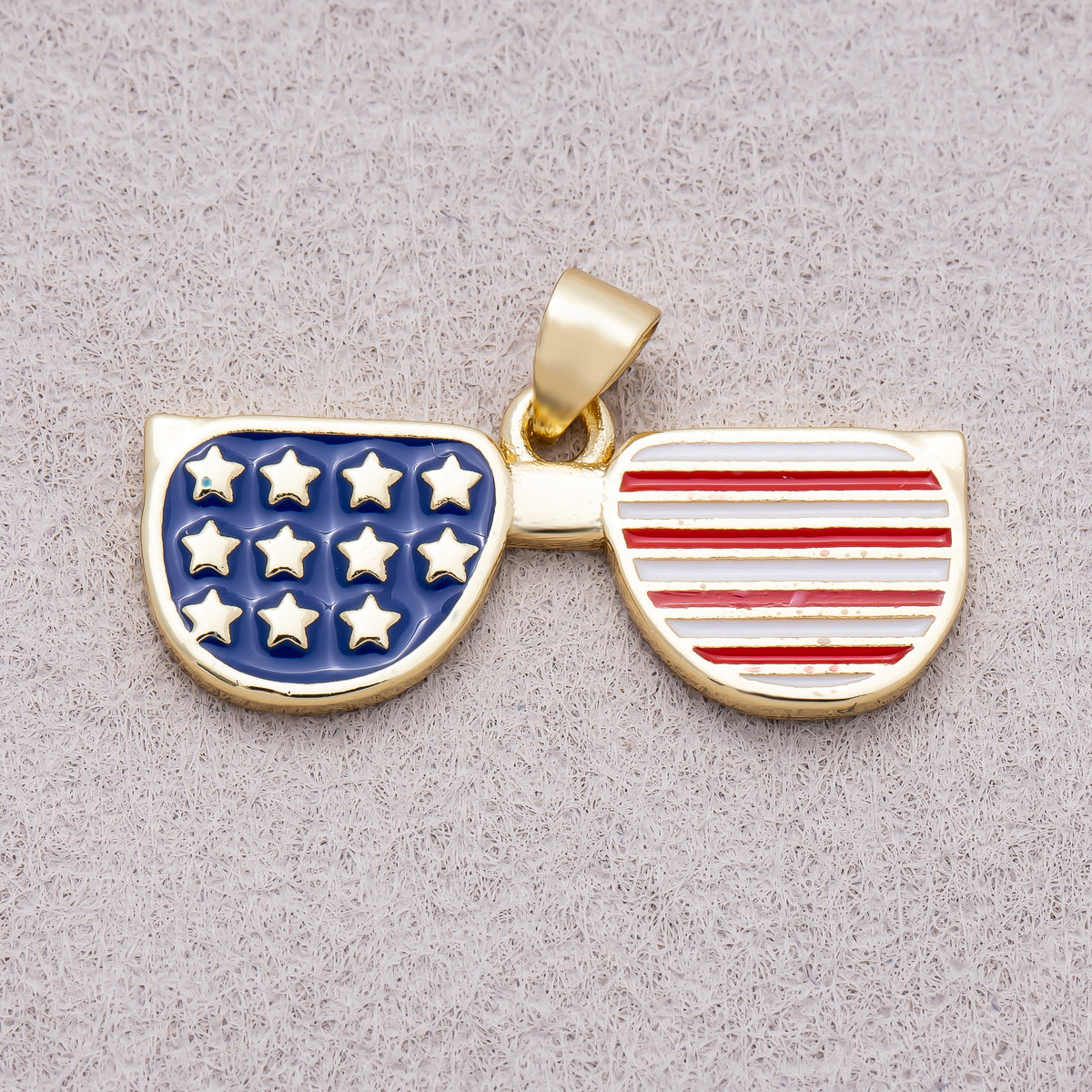 16K Gold Plated American Flag Sunglasses Enamel Pendant - Sold Each