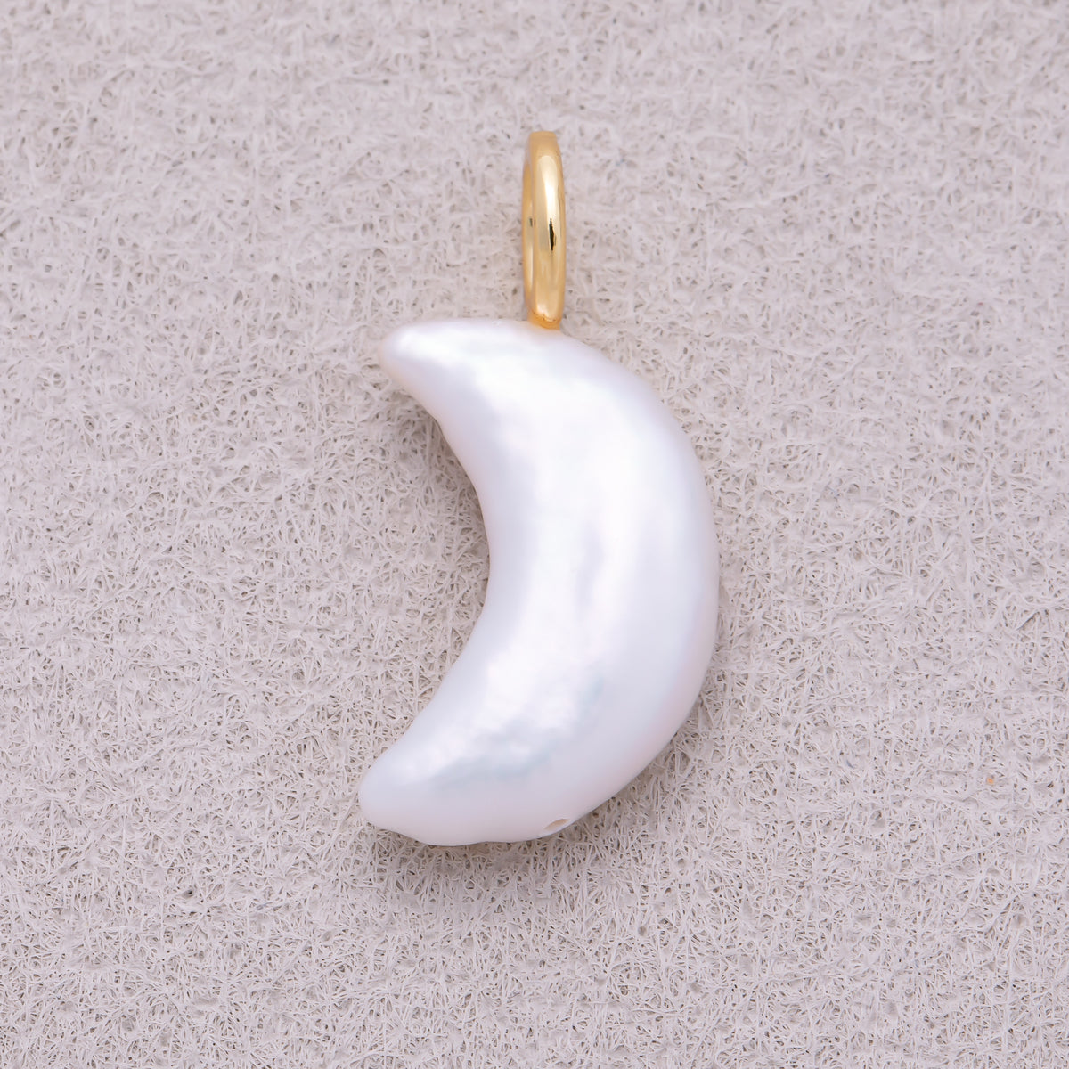 16K Gold Plated Carved White Freshwater Shell Crescent Moon Pendant - Sold Each