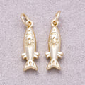16K Gold Plated Floral Engraved 3D Puffy Fish Ocean Charm - Sold Each