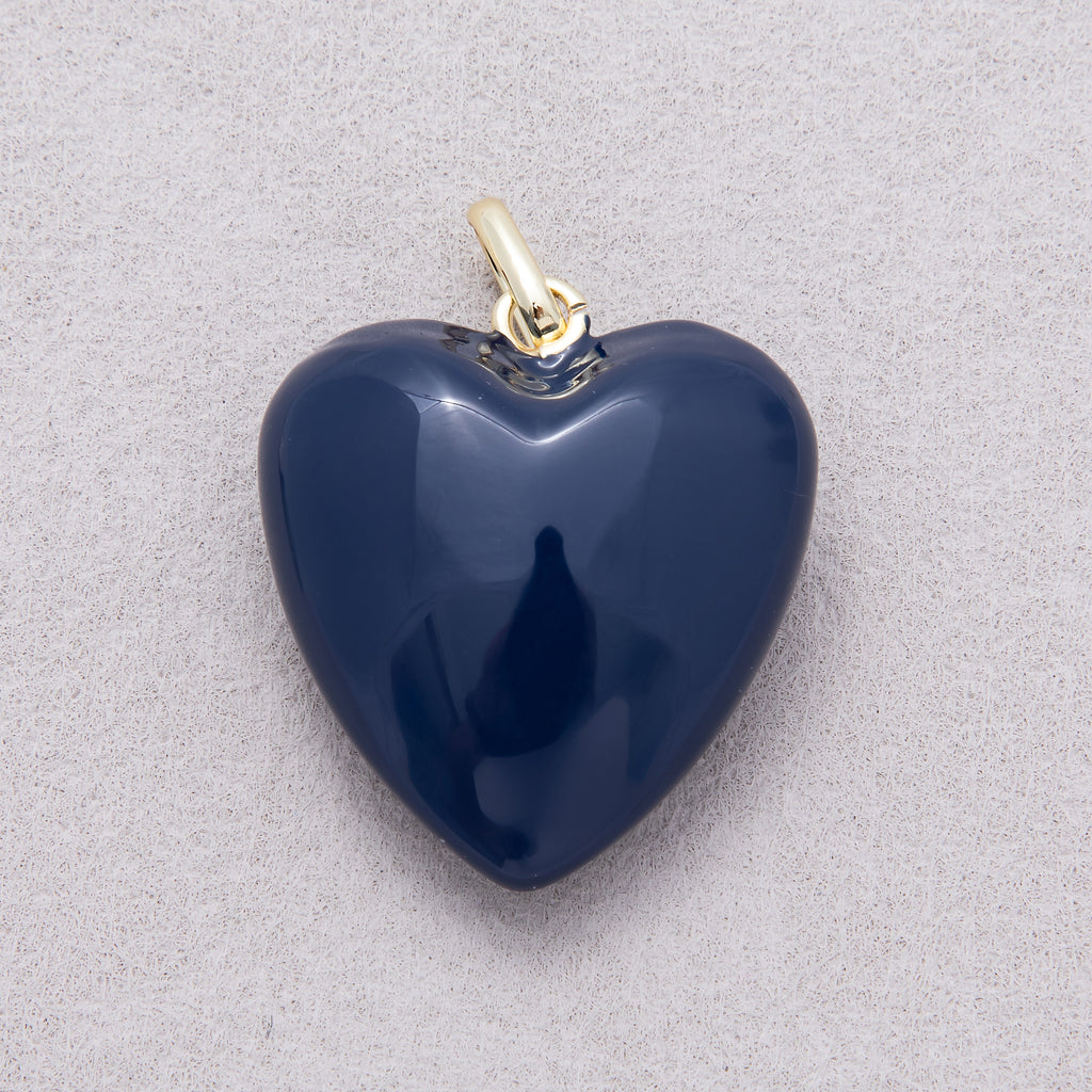 New Fall Color Colorful Glossy Enamel Puffy Heart Pendant - Sold Each