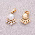 16K Gold Plated Shell Pearl Crown Micro Paved CZ Pendant - Sold Each