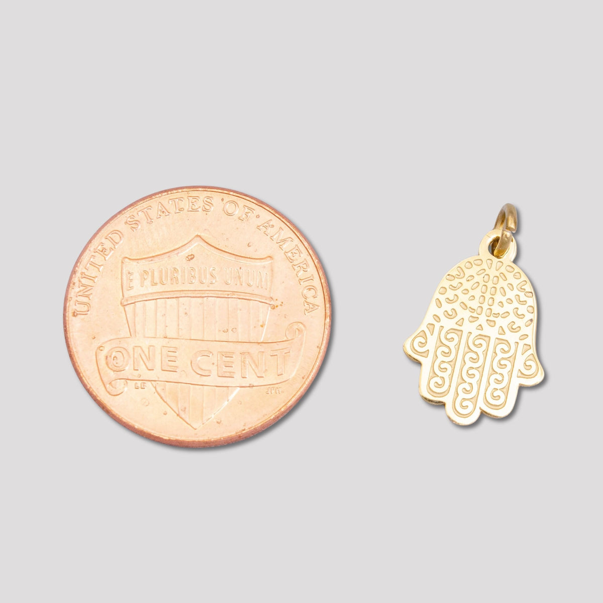 Launch Promo: 24K Gold PVD Stainless Steel Swirl Textured Hamsa Hand Protection Charm | Sold Each