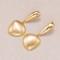 Gold PVD Stainless Steel Brushed Matte Organic Pebble Dangle Teardrop Stud Earrings