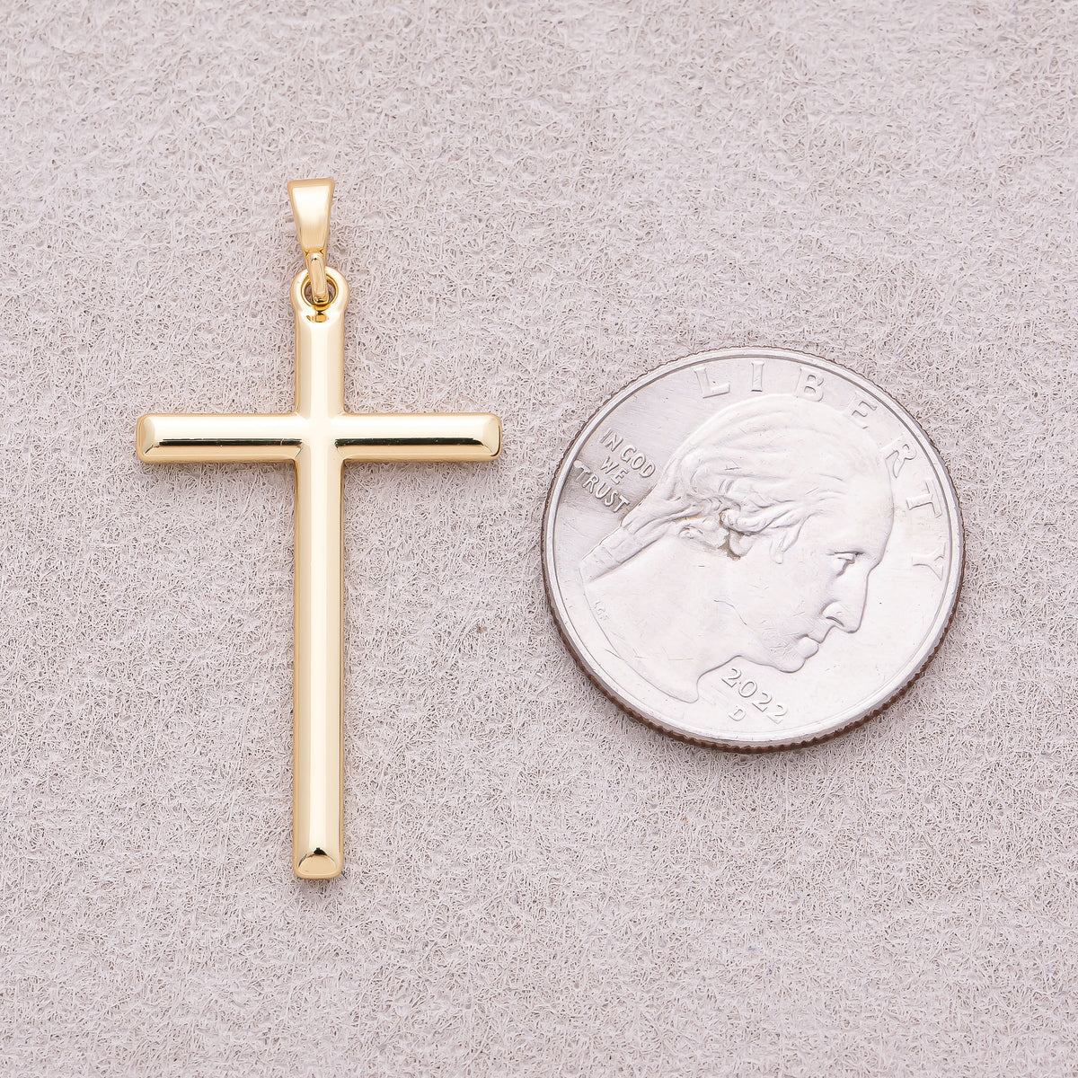 14K Gold Plated Plain Religious Cross Charm - Sold Each