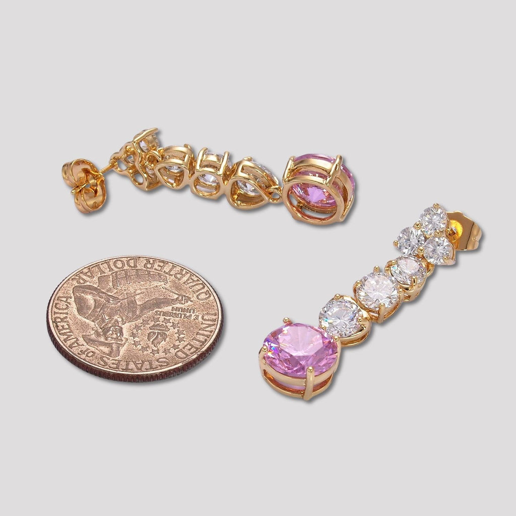 Launch Promo: 14K Gold PVD Stainless Steel Colorful Round CZ Drop Stud Earring