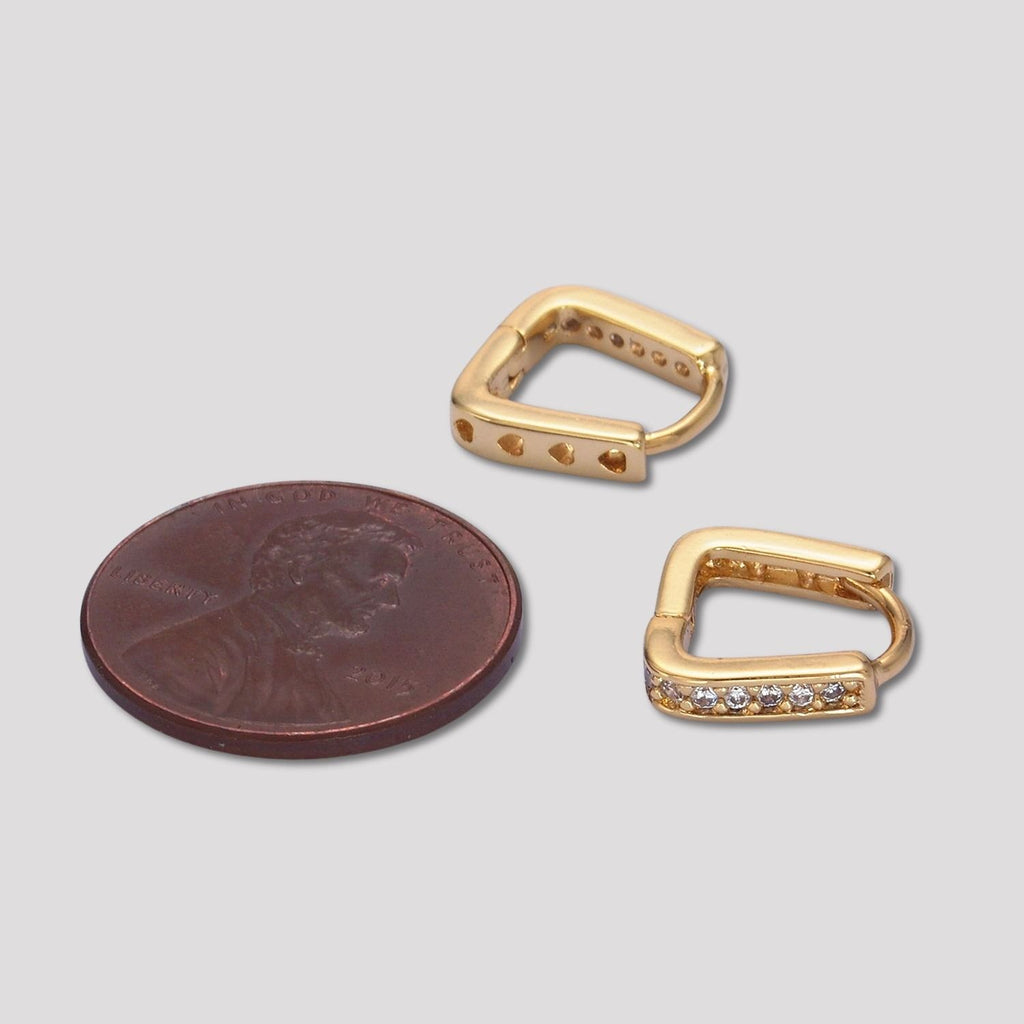 14K Gold Plated Micro Paved CZ Triangle Huggie Hoop Earrings