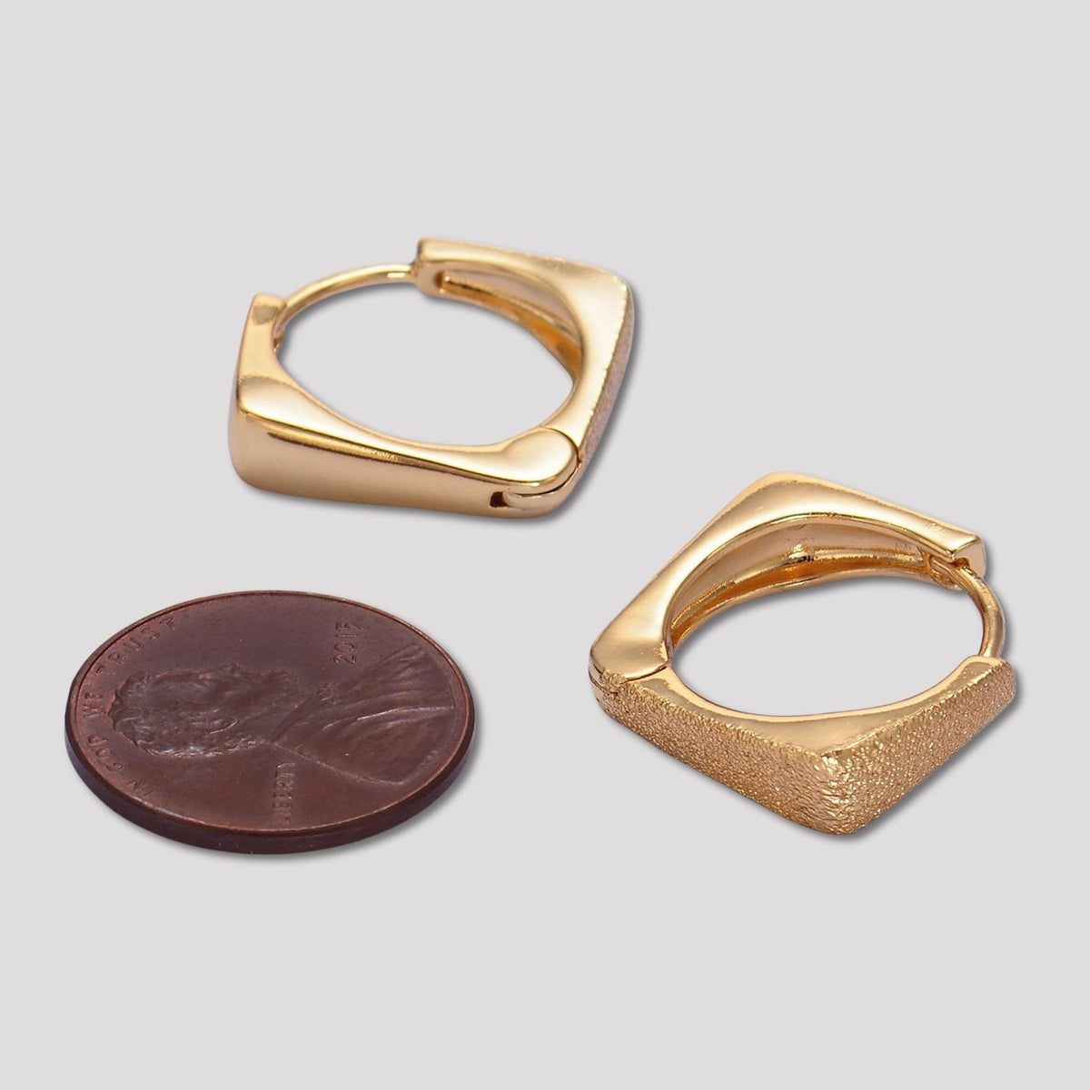 14K Gold Plated Textured V Shaped Huggie Hoop Earrings