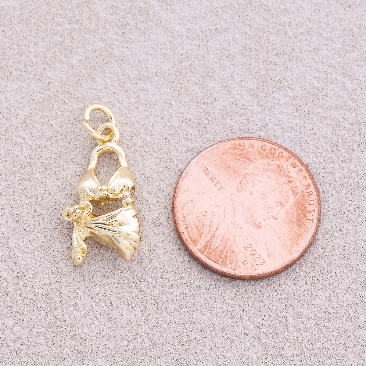 16K Gold Plated Clear CZ Beach Bra Bikini Charm - Sold Each