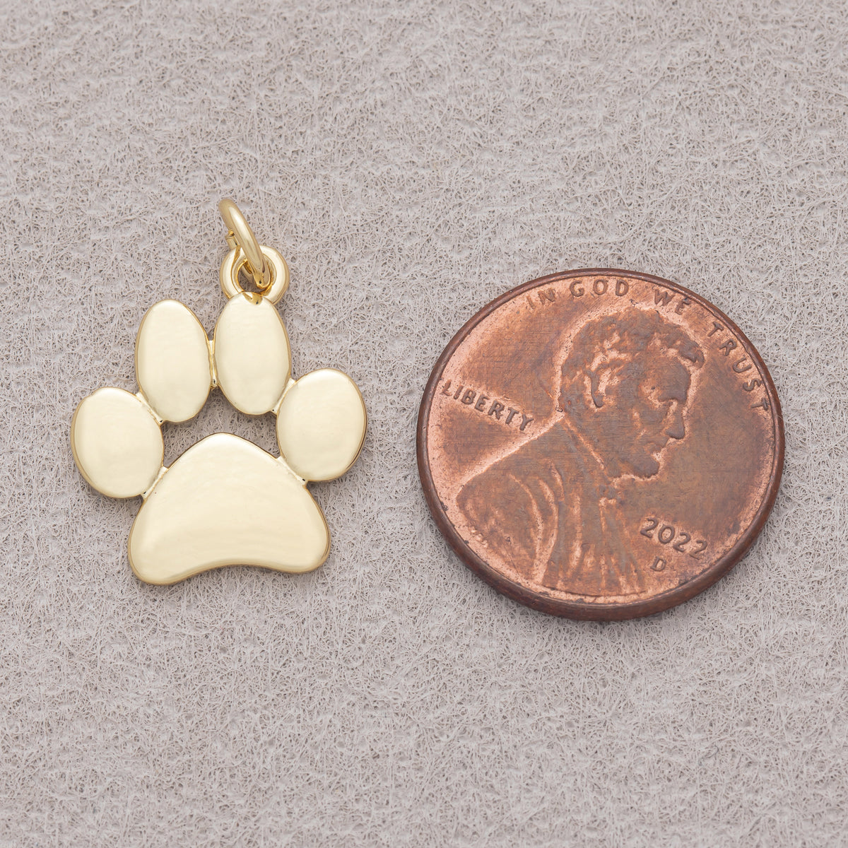 16K Gold Plated Minimalist Animal Pet Paw Charm - Sold Each