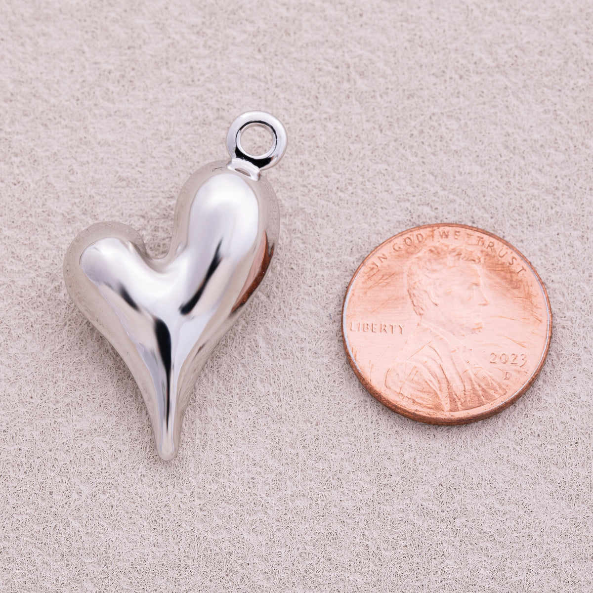 16K Gold Plated Asymmetric Chubby Heart Charm - Sold Each