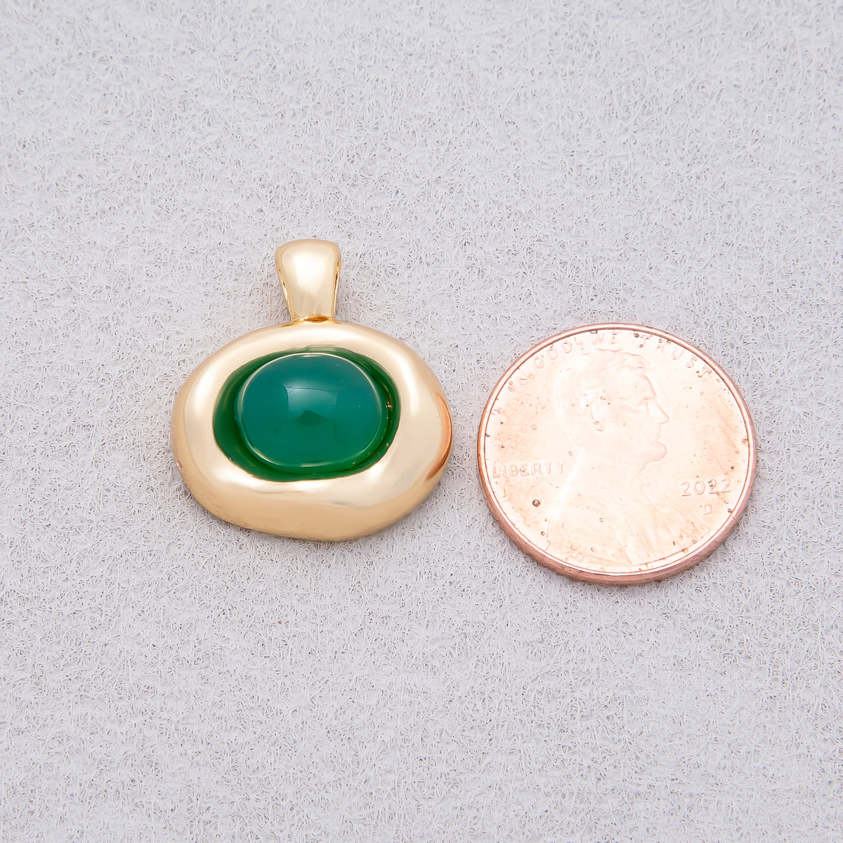 16K Gold Plated Birthstone Cabochon Gemstone Oval Molten Bezel Pendant - Sold Each