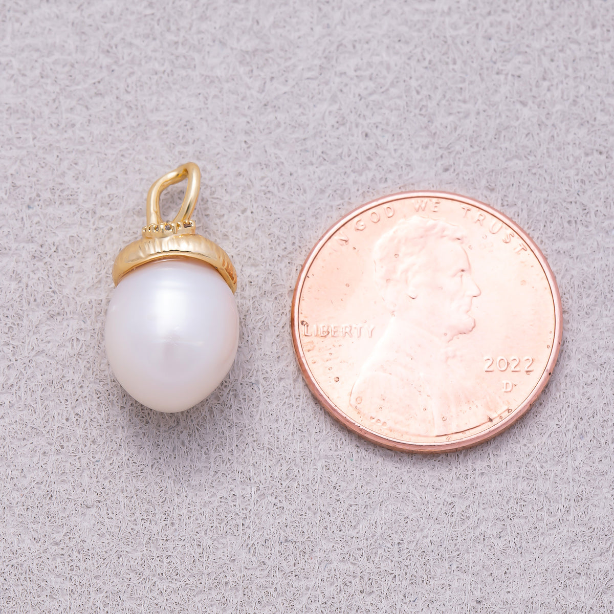 16K Gold Plated Teardrop Freshwater Pearl Cap Pendant - Sold Each