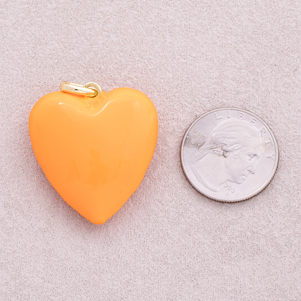16K Gold Plated Colorful Pastel Heart Pendant - Sold Each