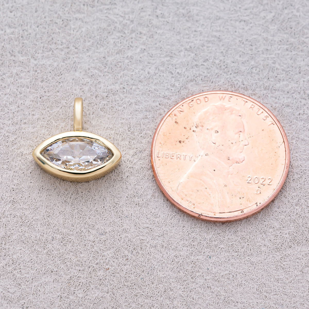 16K Gold Plated Bezel Set CZ Marquise Pendant - Sold Each