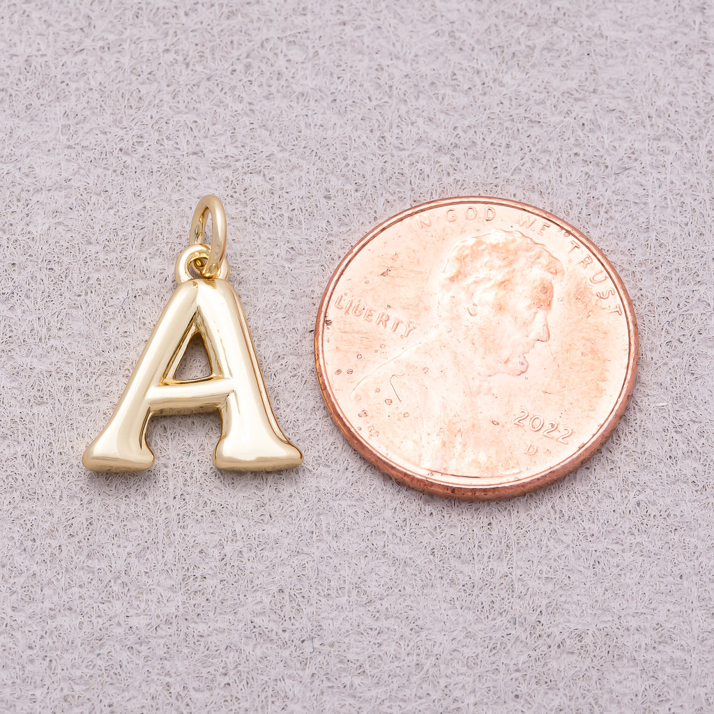 16K Gold Plated Retro Groovy Initial Letter Charm (A-Z) - Sold Each