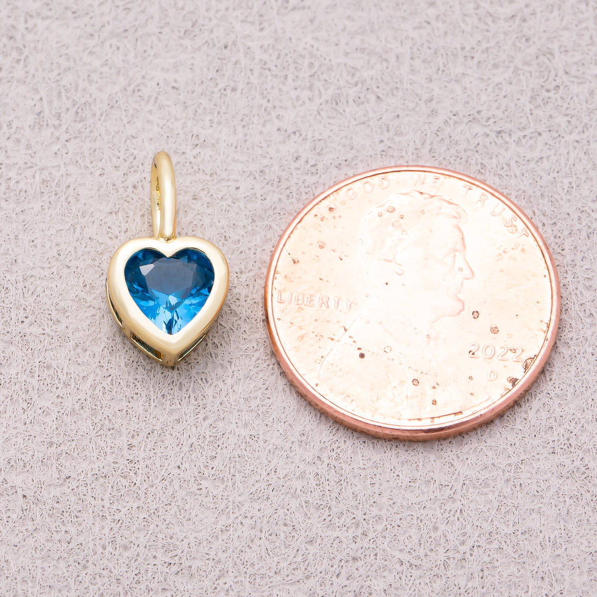 16K Gold Plated Birthstone CZ Bezel Heart Collar Chain Pendant - Sold Each