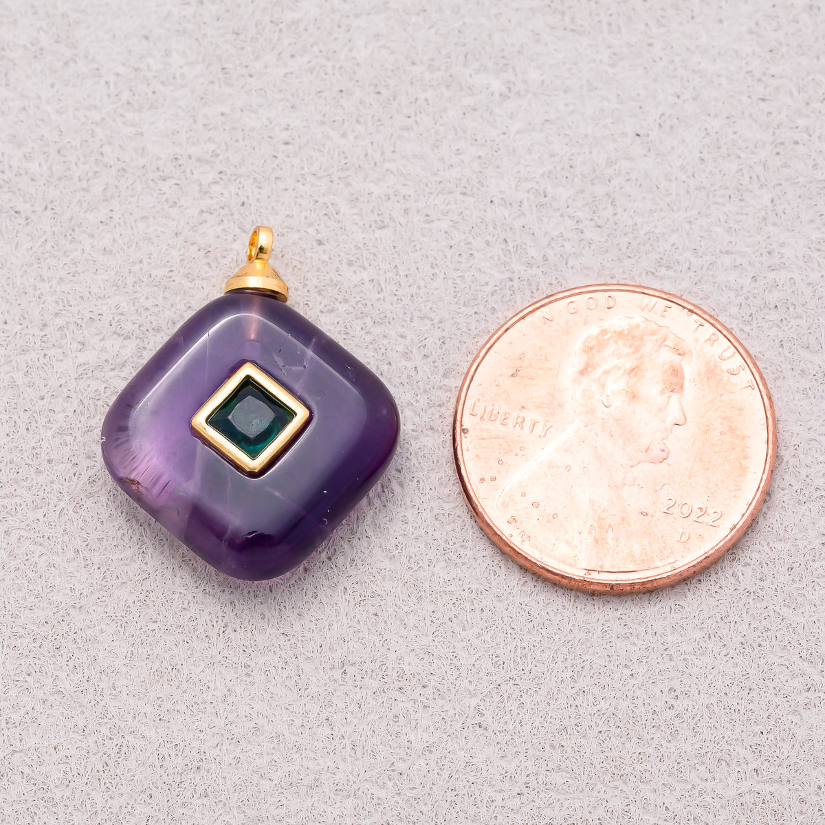 16K Gold Plated Multicolor Bezel set Natural Gemstone Rhombus Pendant - Sold Each