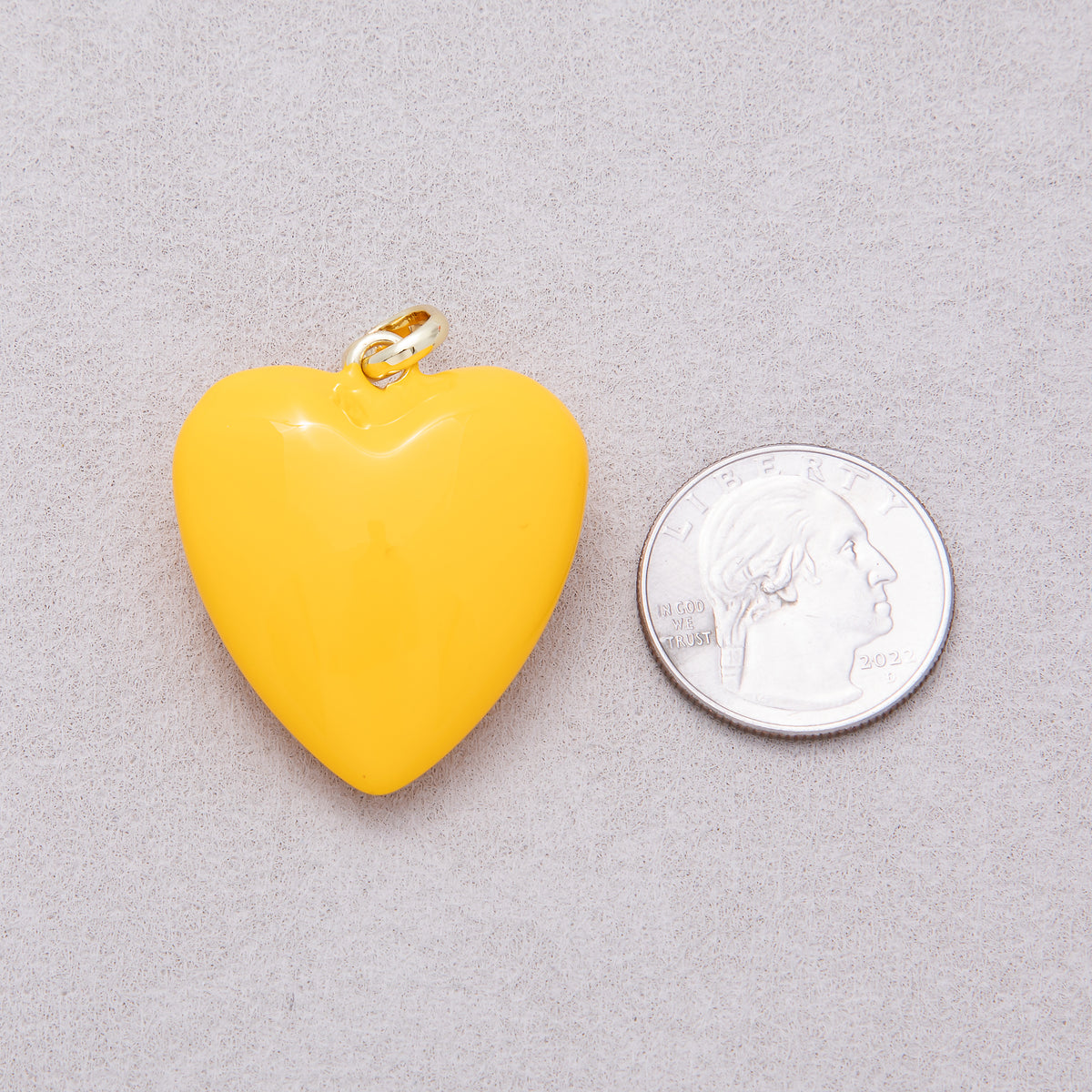 New Fall Color Colorful Glossy Enamel Puffy Heart Pendant - Sold Each