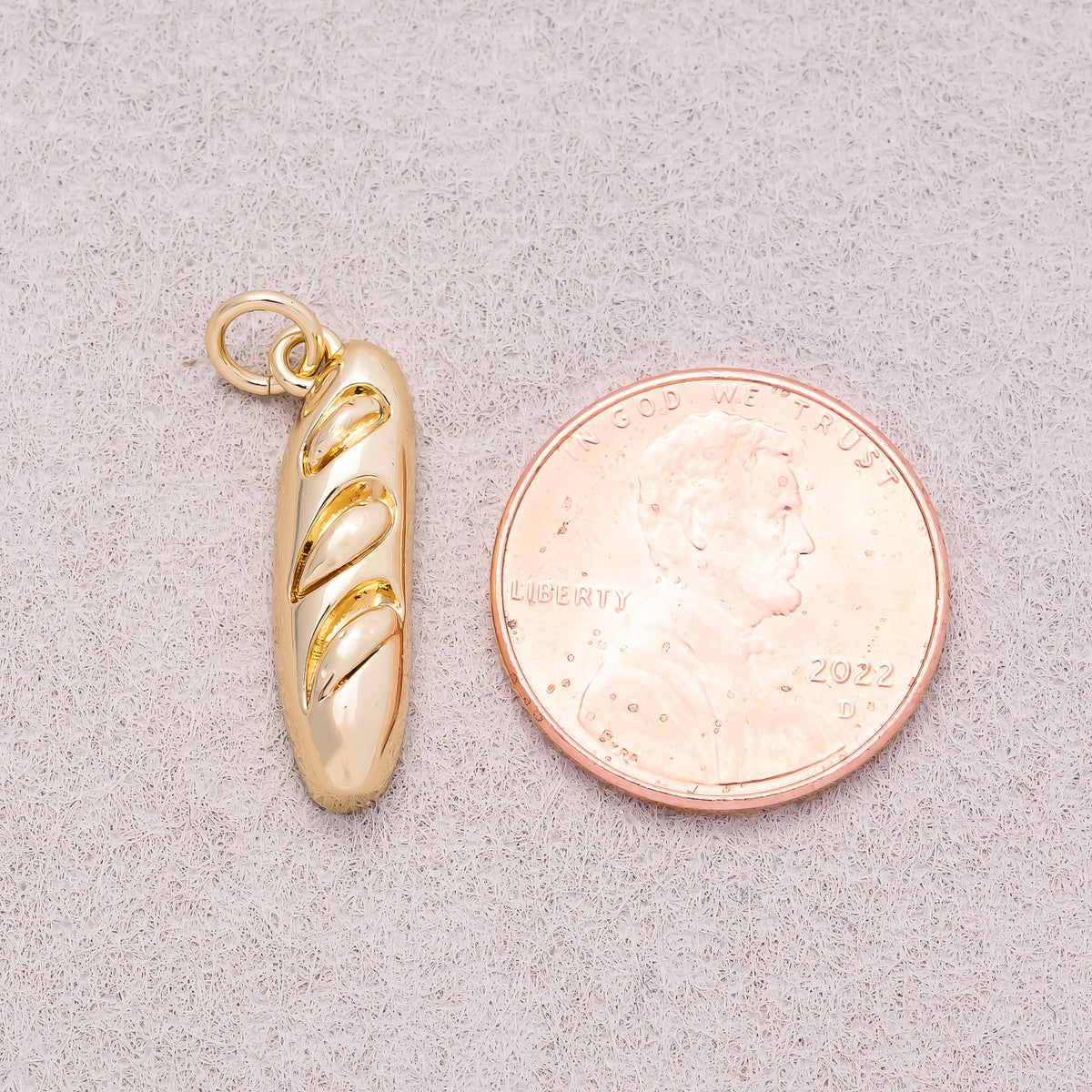 16K Gold Plated Bread Baguette Breakfast Charm - Sold Each