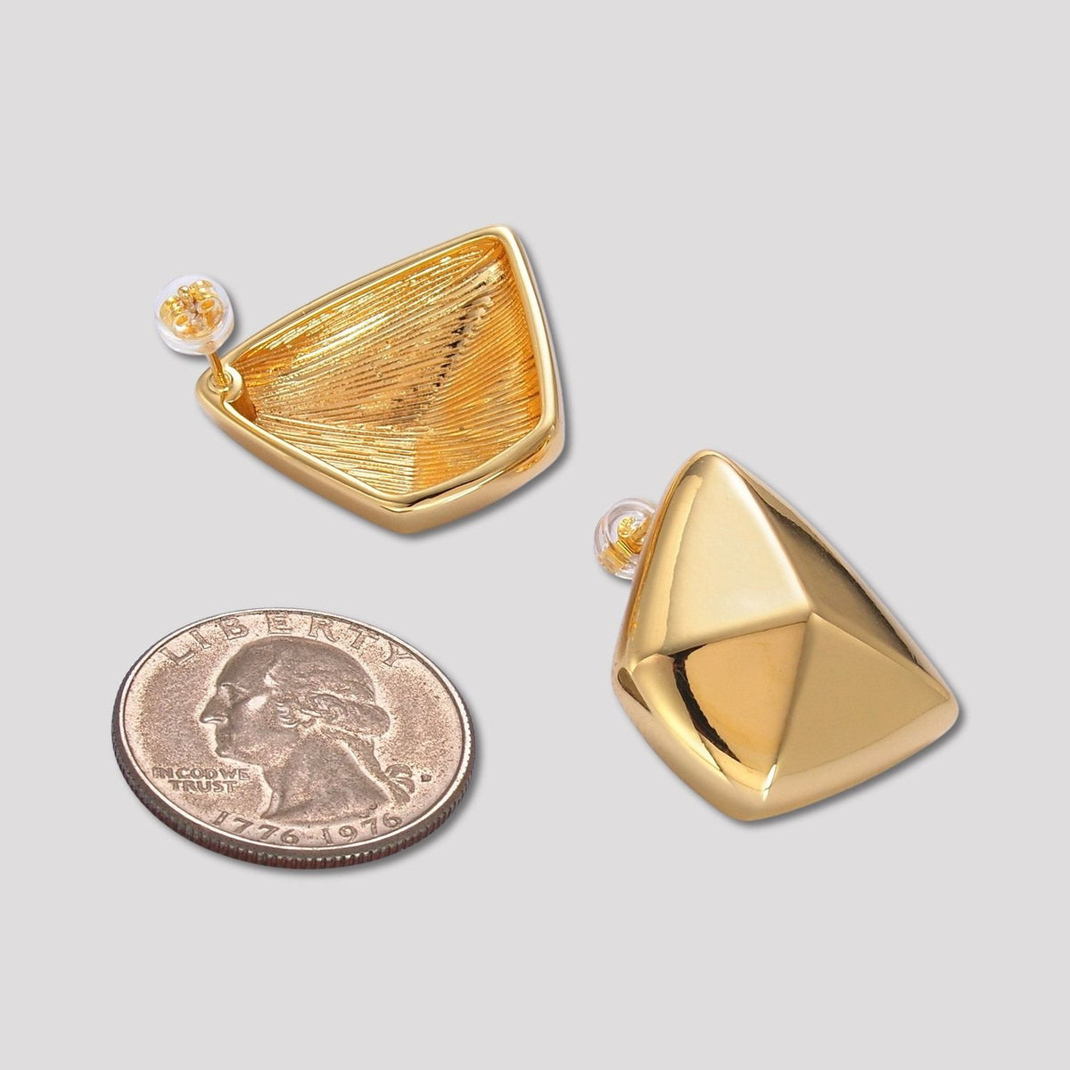 24K Gold Plated Minimalist Geometric Pyramid Stud Earrings