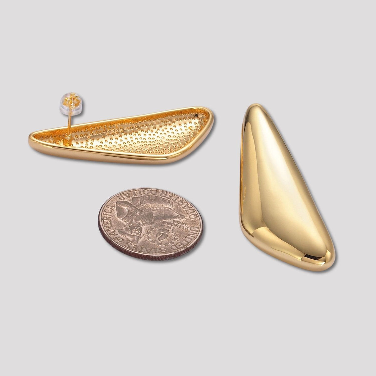 Launch Promo: 24K Gold PVD Stainless Steel Geometric Triangle Asymmetric Stud Earring | Sold Each
