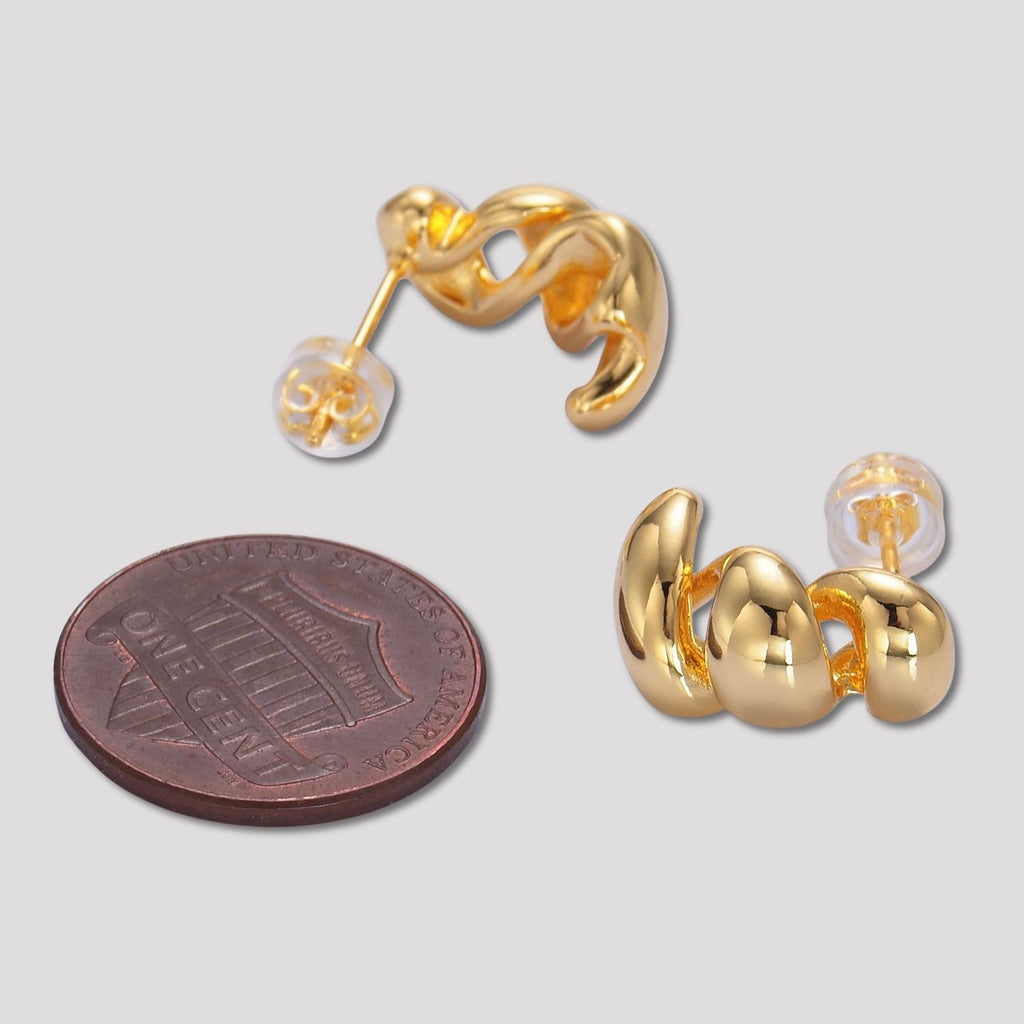 Launch Promo: 24K Gold PVD Stainless Steel Minimalist Spiral Stud Earring in Gold & Silver | Sold Each