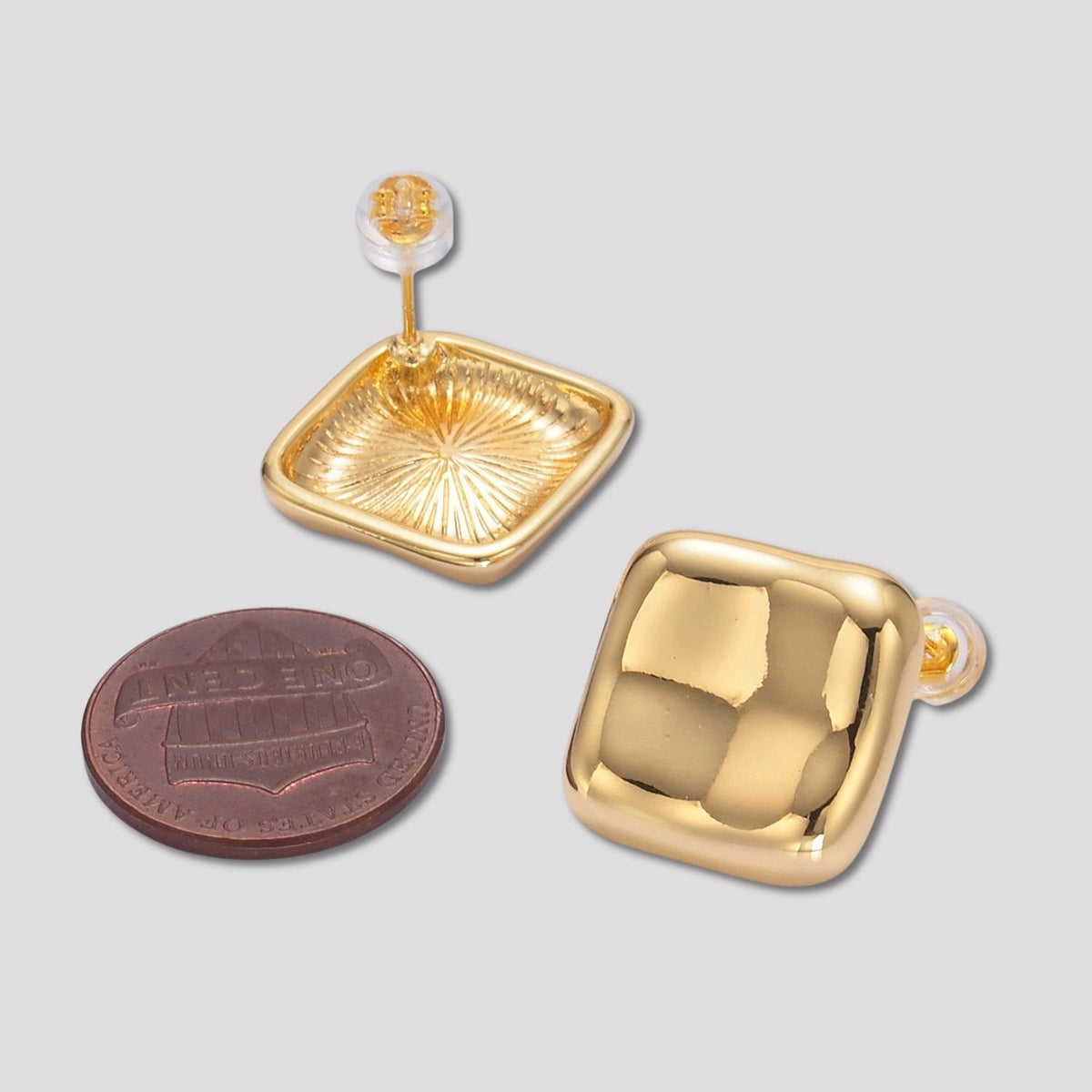 Launch Promo: 24K Gold PVD Stainless Steel Molten Geometric Square Stud Earring in Gold & Silver