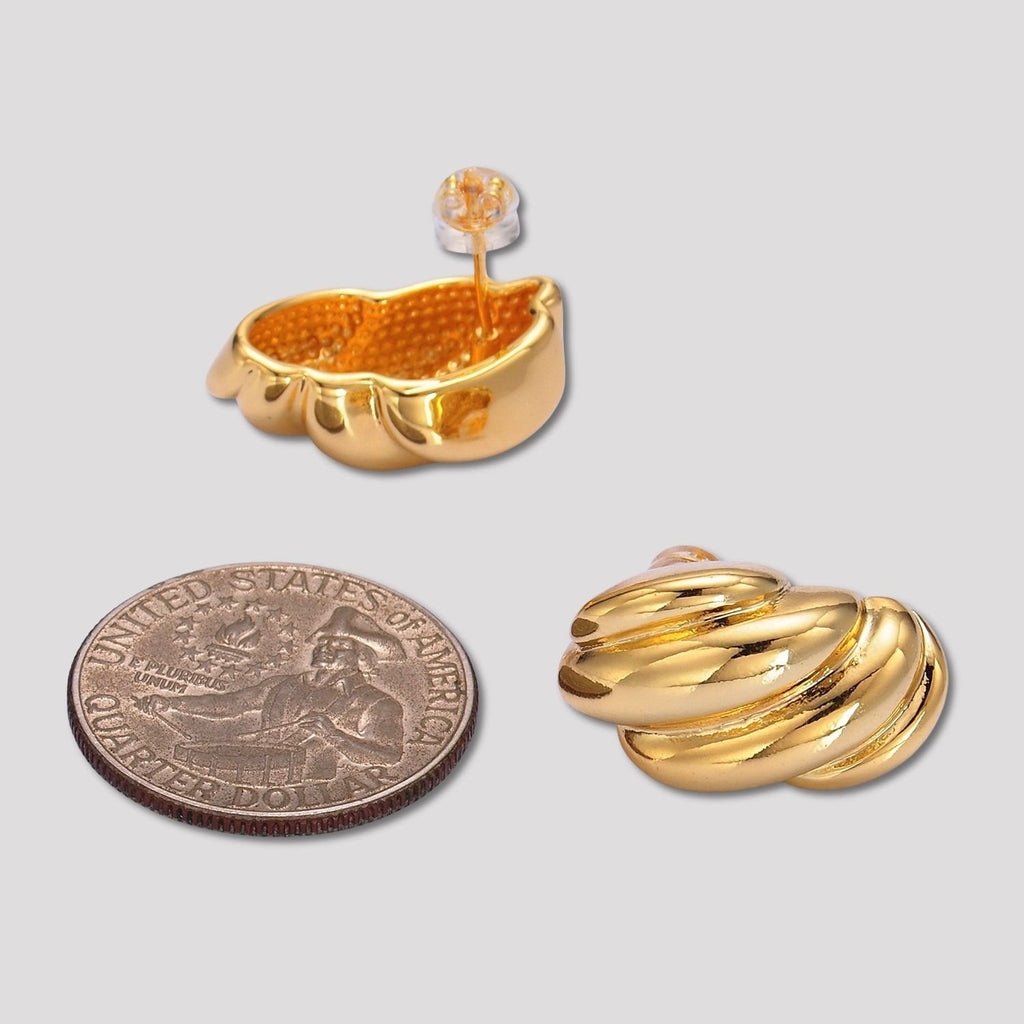 Launch Promo: 24K Gold PVD Stainless Steel Twisted Croissant Stud Earring