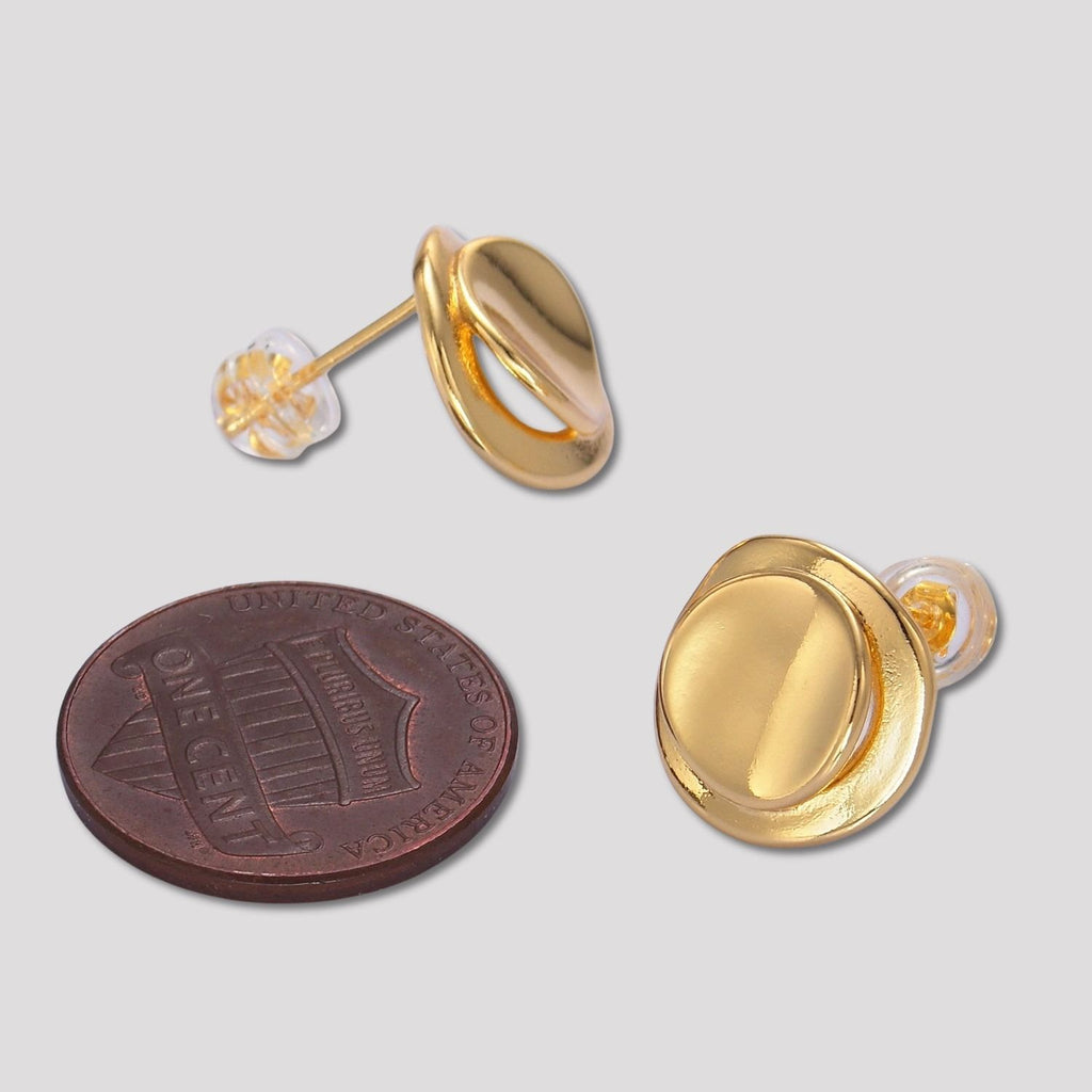 Launch Promo: 24K Gold PVD Stainless Steel Minimalist Round Disc Stud Earring | Sold Each