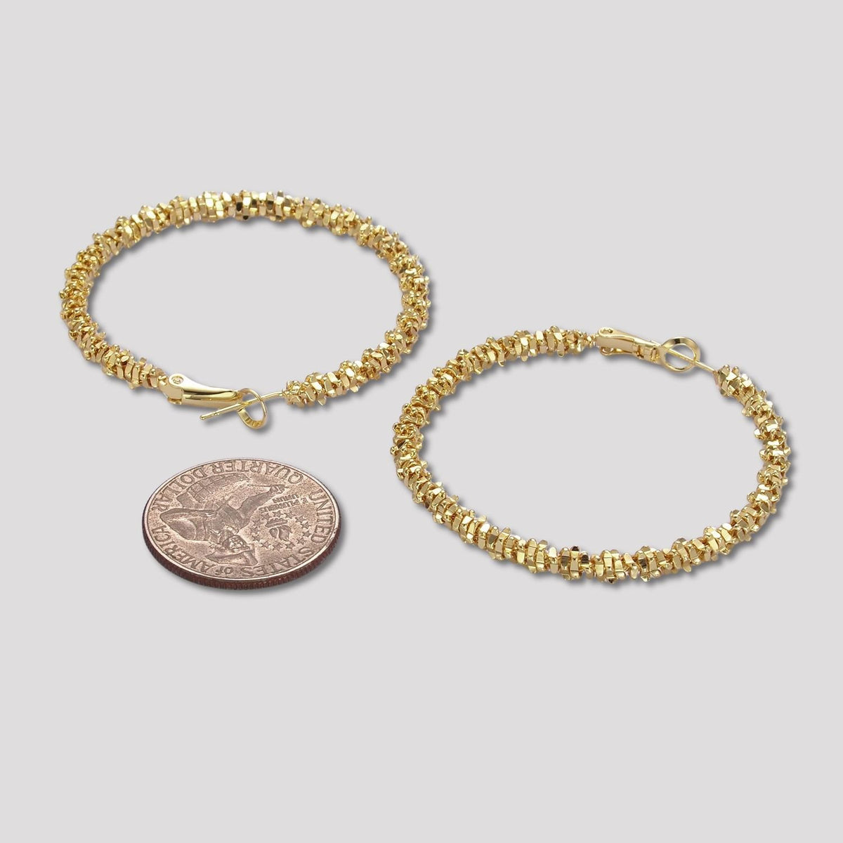 24K Gold Plated Textured Popcorn Hoop Earrings