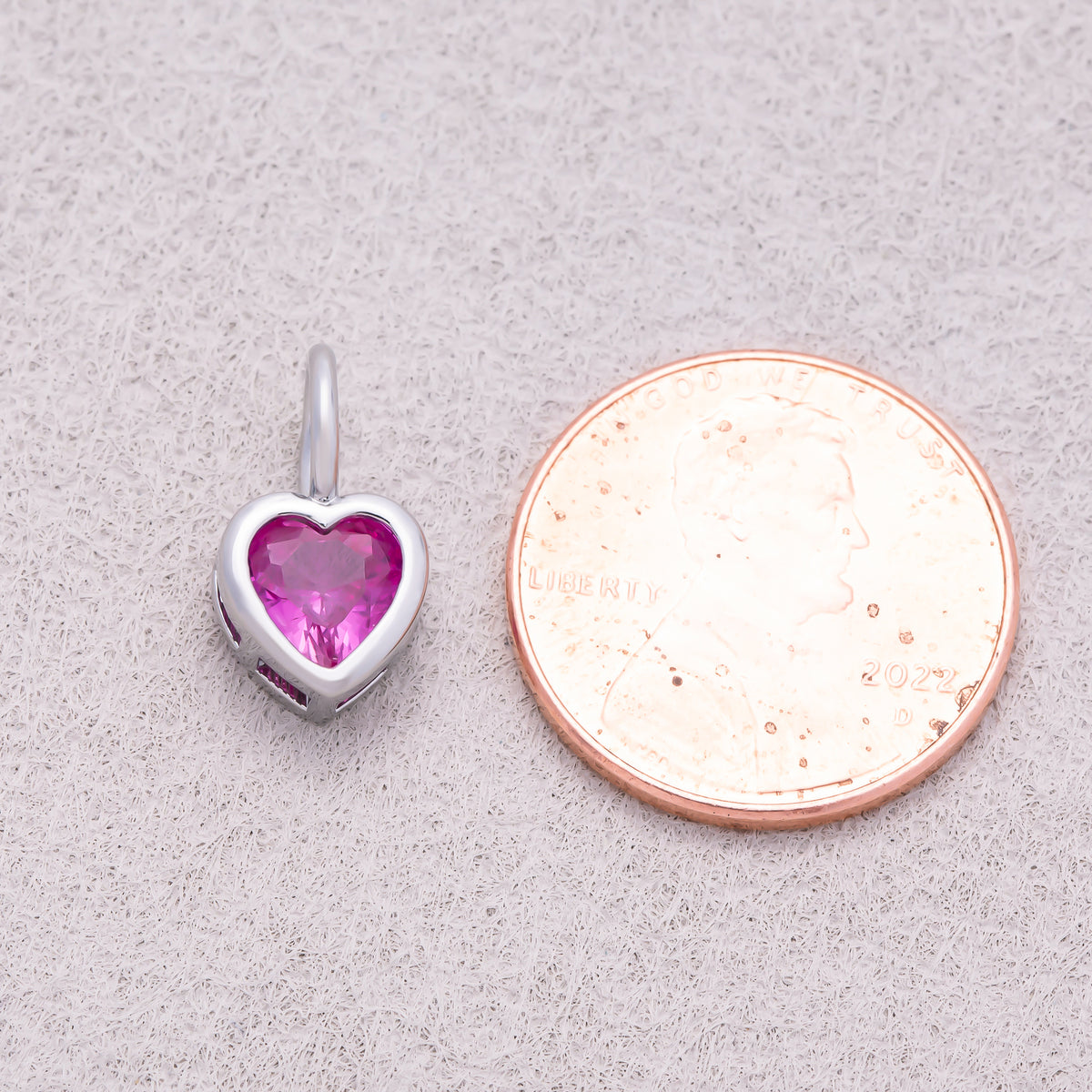 Silver Birthstone CZ Bezel Heart Collar Chain Pendant - Sold Each