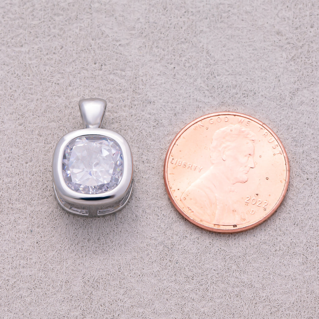 16K Gold Plated Clear CZ Mini Rounded Square Bezel Pendant - Sold Each