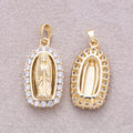 14K Gold Plated Micro Paved CZ Holy Mary Guadalupe Religious Pendant - Sold Each