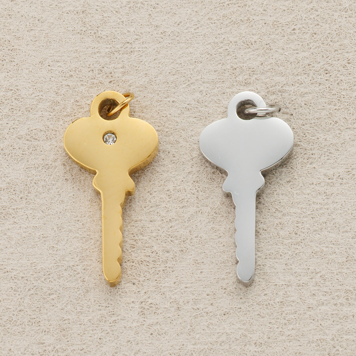 Launch Promo: 24K Gold PVD Stainless Steel Simple Classic Key Pendant in Gold & Silver | Sold Each
