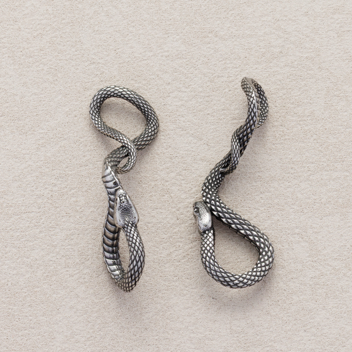 Launch Promo: Stainless Steel Textured Serpent Snake Animal Pendant | Sold Each