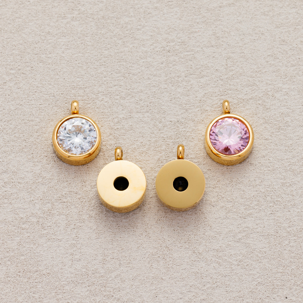 Launch Promo: 14K Gold PVD Stainless Steel Colorful CZ Mini Round Solitaire Bezel | Sold Each