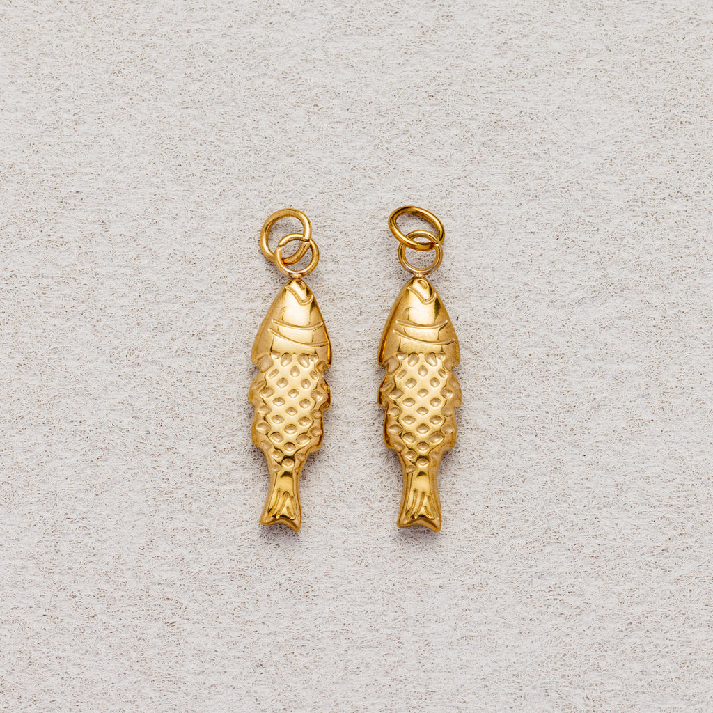 Launch Promo: 24K Gold PVD Stainless Steel Textured Fish Animal Charm | Sold Each