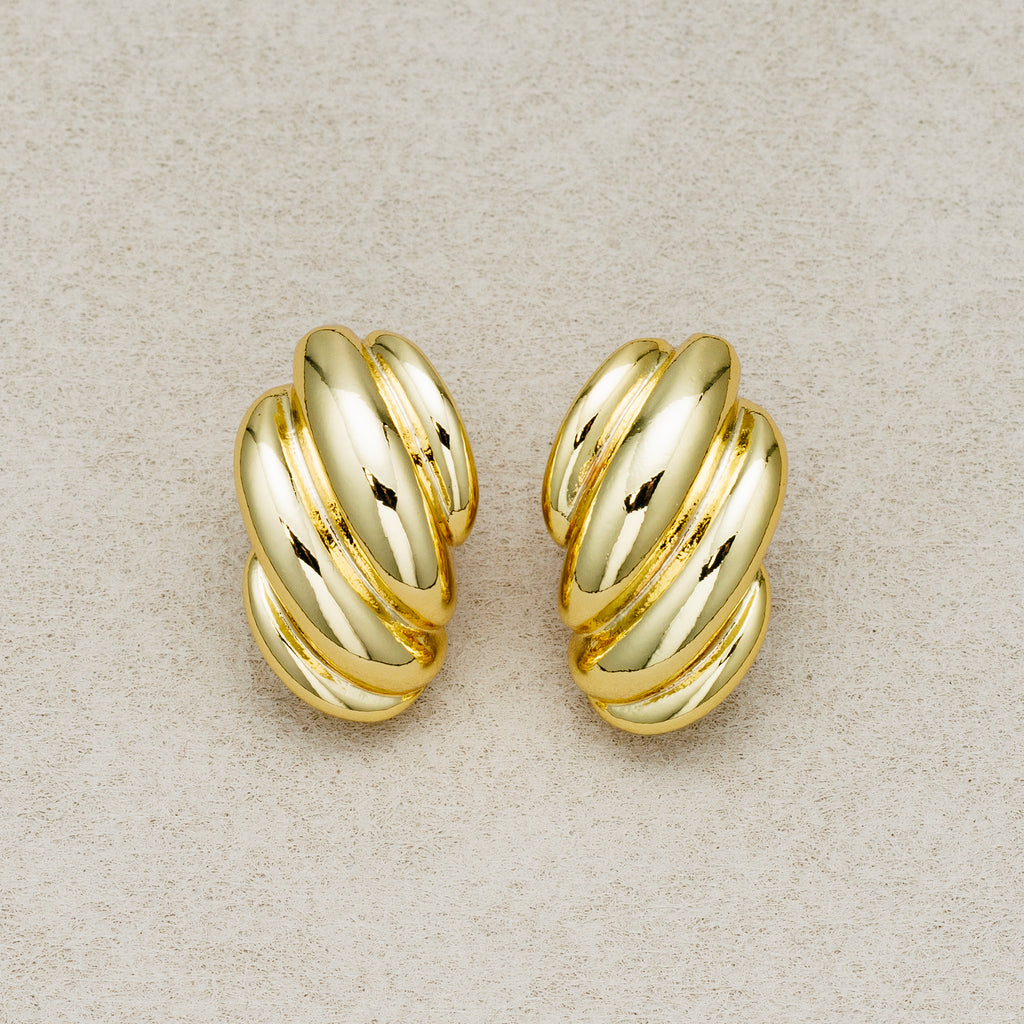 Launch Promo: 24K Gold PVD Stainless Steel Twisted Croissant Stud Earring