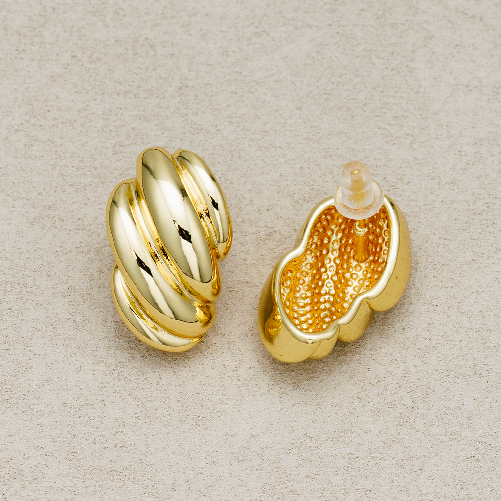 Launch Promo: 24K Gold PVD Stainless Steel Twisted Croissant Stud Earring