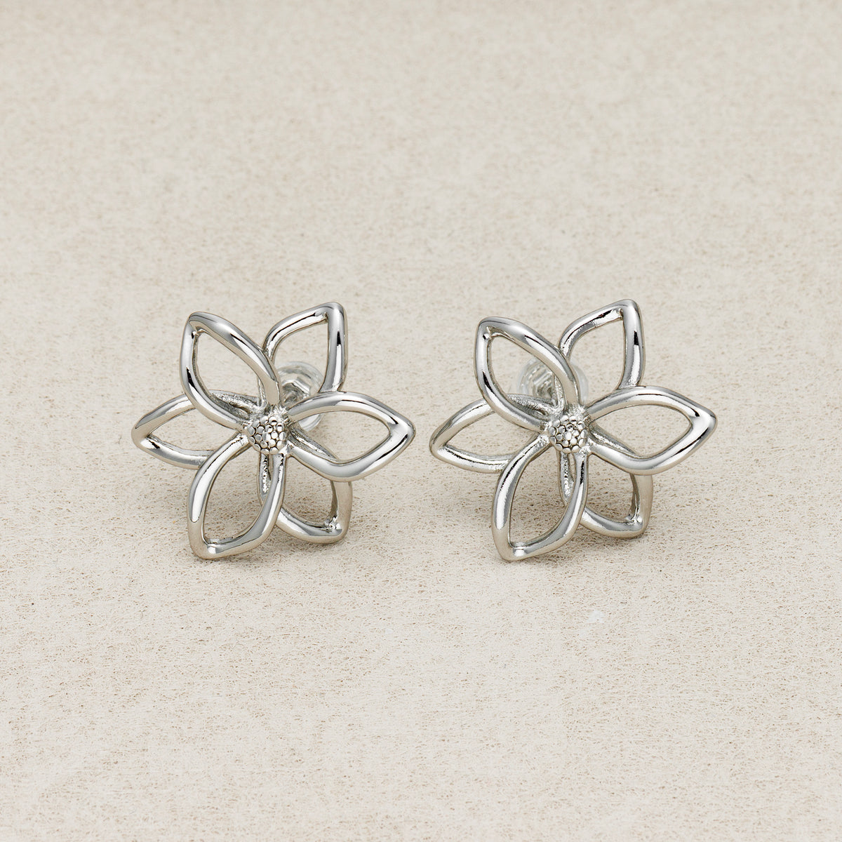 Launch Promo: 24K Gold PVD Stainless Steel Open Petal Lotus Flower Stud Earring in Gold & Silver | Sold Each