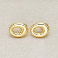 Launch Promo: 24K Gold PVD Stainless Steel Chunky Hollow Oval Stud Earring in Gold & Silver | Sold Each