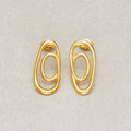 Launch Promo: 24K Gold PVD Stainless Steel Irregular Double Hoop Abstract Stud Earring in Gold & Silver