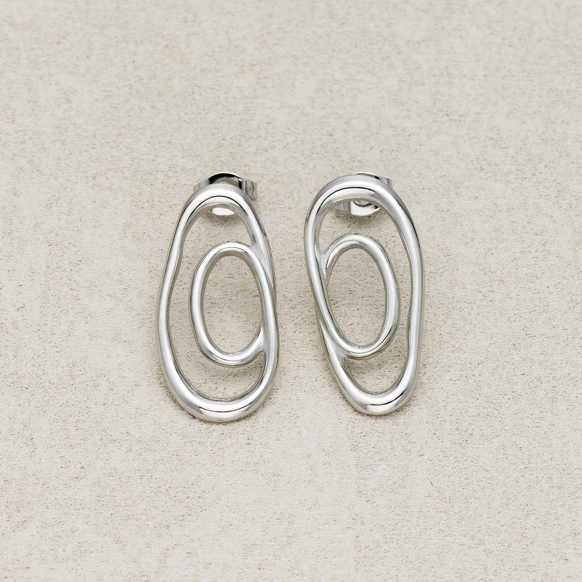 Launch Promo: 24K Gold PVD Stainless Steel Irregular Double Hoop Abstract Stud Earring in Gold & Silver