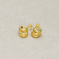 Launch Promo: 24K Gold PVD Stainless Steel Interlocking Triple Ribbed C Hoop Earring in Gold & Silver