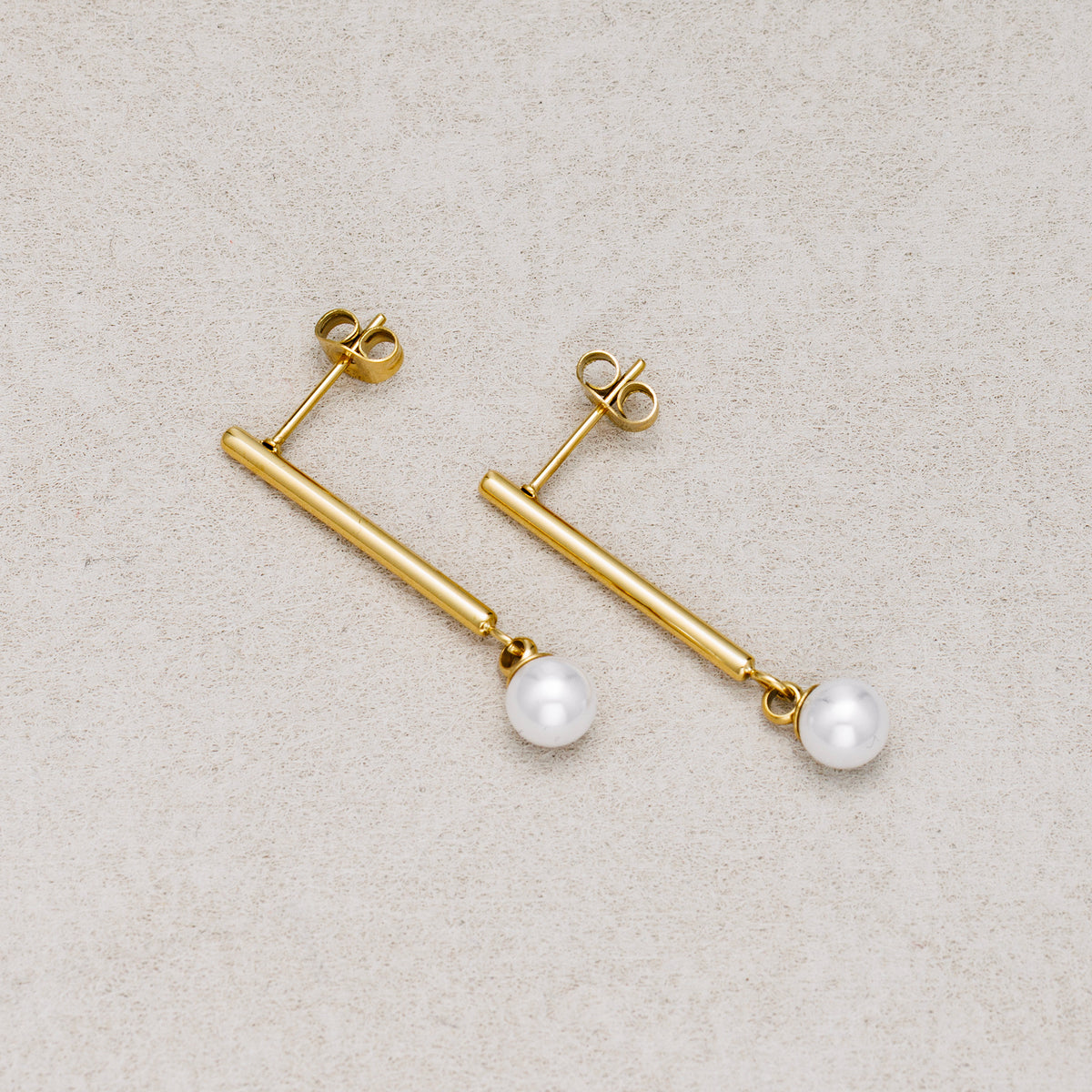 Launch Promo: 24K Gold PVD Stainless Steel Shell Pearl Long Tube Stud Earring